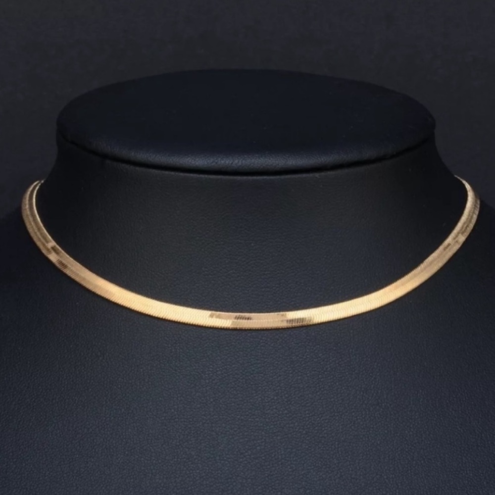 NEW “18” GOLD HERRINGBONE SNAKE LINK CHAIN NECKLACE,NICE NECKLACE, CUTE NECKLACE - Picture 5 of 7